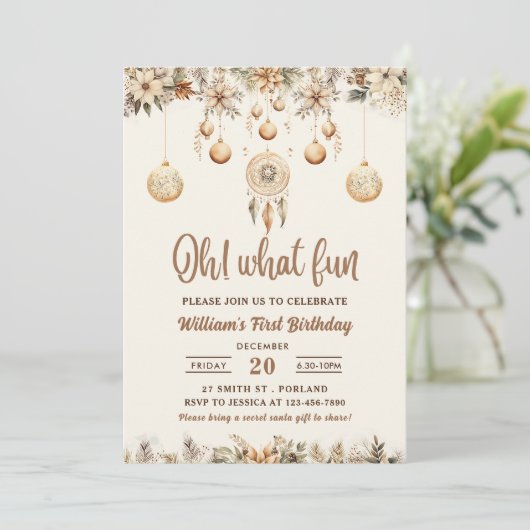 Invitation Oh Quelle Amusement Fleurs De Noël Anniversaire De (Debout devant)