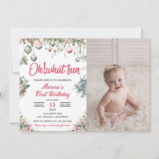 Invitation Oh Quelle Amusement Fleurs De Noël Photo De Annive (Devant)