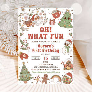 Invitation Oh Quelle Amusement Mignon Groovy Santa Fête d'Ann