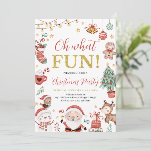 Invitation Oh, quelle fête de Noël amusante (Debout devant)