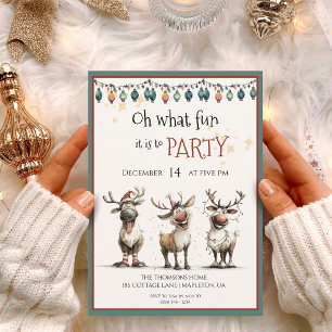 Invitation Oh quelle joie fêtes de renne mignonnes