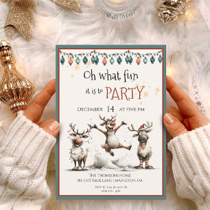 Invitation Oh quelle joie fêtes de renne mignonnes