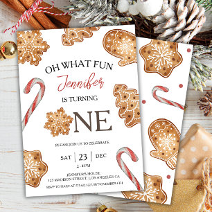 Invitation Oh Quelle Joie Hiver Gâteau de Noël 1er Annivers