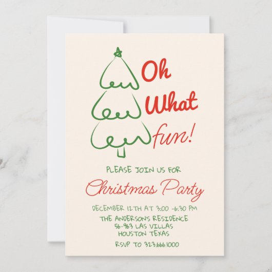 Invitation Oh, quelle main amusante tiré Green Christmas Tree (Devant)