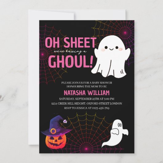 Invitation Oh Sheet C'est un Baby shower d'Halloween Ghoul (Devant)