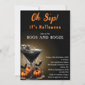 Invitation Oh Sip Black Martini Boos & Booze Halloween Party (Devant)