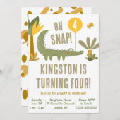 Invitation Oh, Snap ! Alligator, Crocodile, Anniversaire des  (Devant / Derrière)