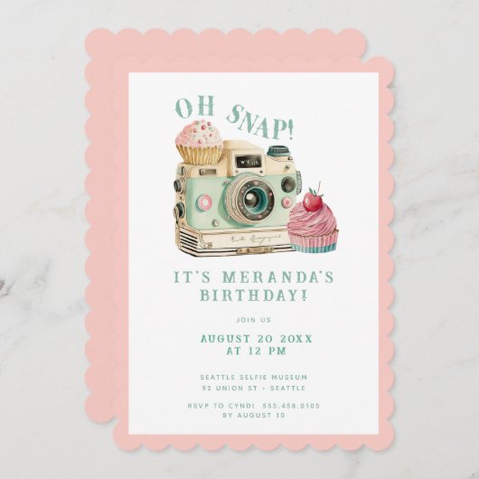 Invitation Oh Snap | Anniversaire de la caméra (Devant / Derrière)