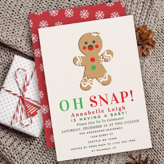 Invitation Oh, Snap ! Baby shower de vacances Gingerbread Coo