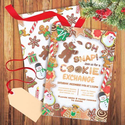 Invitation Oh Snap Christmas Cookie Exchange Gingerbread homm