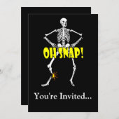 Invitation Oh Snap, Funny Skeleton Halloween (Devant / Derrière)