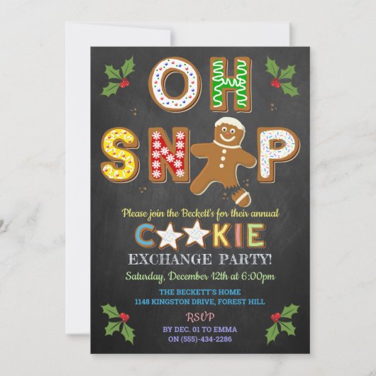 Invitation Oh, Snap ! Gingerbread Cookie Exchange Fête de vac (Devant)