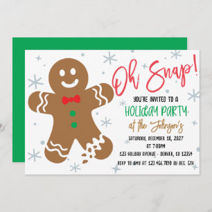 Invitation Oh Snap Gingerbread Cookie Fête de Vacances