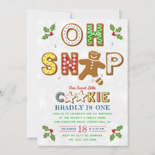 Invitation Oh, Snap ! Gingerbread Cookie N'importe quel âge A (Devant)