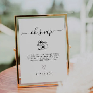 Invitation Oh, Snap ! Panneau Caméra mariage jetable