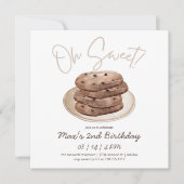 Invitation Oh Sweet | Aquarelle Cookie Dessert Anniversaire (Devant)