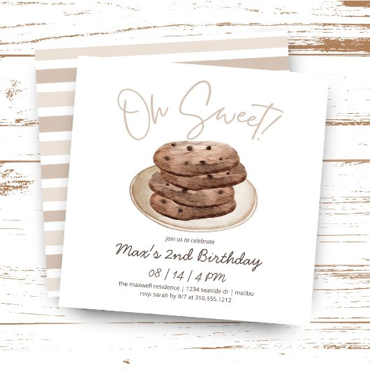 Invitation Oh Sweet | Aquarelle Cookie Dessert Anniversaire