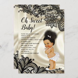 Invitation Oh Sweet Baby Girl Show Afro Bun Puff