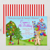 Invitation Oh Sweet Candy Land Anniversaire Cupcake Invitatio (Devant / Derrière)