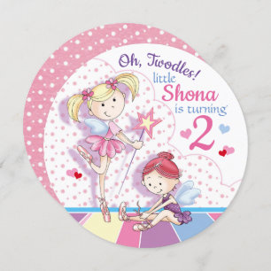 Invitation Oh, Twodles, Jolies filles de ballet, 2 ans