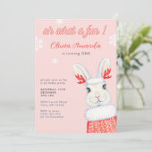 Invitation Oh What A Fun Winter Pink First 1er Anniversaire (Debout devant)