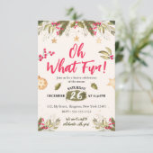 Invitation Oh What Fun! aquarelle et nature Noël fête (Debout devant)