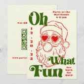 Invitation Oh What Fun Bubblegum Santa Holiday Party (Devant / Derrière)