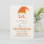 Invitation Oh What Fun Christmas Holiday Père Noël 1er annive (Debout devant)