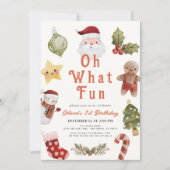 Invitation Oh What Fun Christmas Holiday Père Noël 1er annive (Devant)