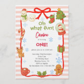 Invitation Oh what fun christmas kids birthday (Devant)