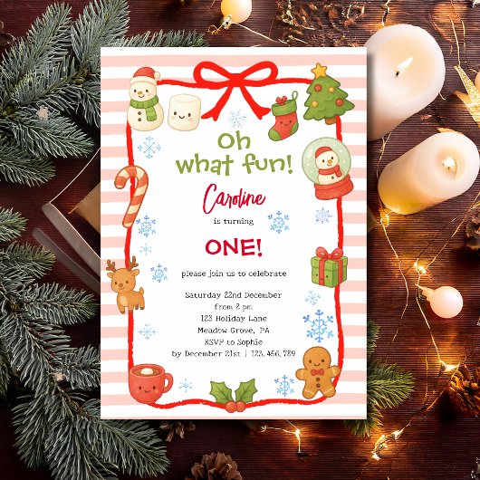Invitation Oh what fun christmas kids birthday