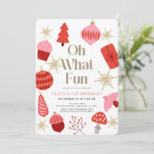 Invitation Oh What Fun Christmas Motifs Rose 1er Anniversaire (Debout devant)