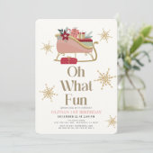 Invitation Oh What Fun Christmas Pink Sleigh 1er Anniversaire (Debout devant)