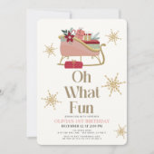 Invitation Oh What Fun Christmas Pink Sleigh 1er Anniversaire (Devant)