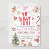 Invitation Oh What Fun Christmas Retro Santa Birthday (Devant)