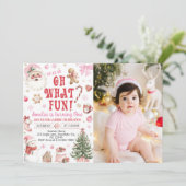 Invitation Oh What Fun Christmas Retro Santa Birthday Photo (Debout devant)