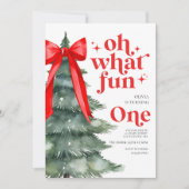 Invitation Oh What Fun Christmas Tree 1er Anniversaire (Devant)
