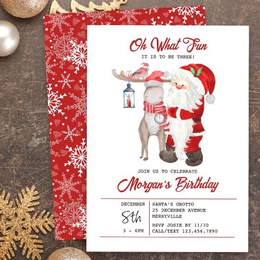 Invitation Oh What Fun Cute Kids Noël Anniversaire Fête