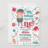 Invitation Oh What Fun Elf Noël 1er Anniversaire fête (Devant)