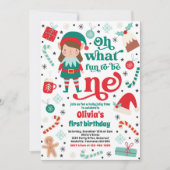 Invitation Oh What Fun Elf Noël 1er Anniversaire fête (Devant)