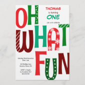 Invitation Oh what fun first birthday (Devant)