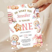 Invitation Oh What Fun | Gingerbread 1st Birthday Girl