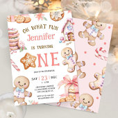 Invitation Oh What Fun | Gingerbread 1st Birthday Girl