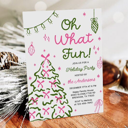 Invitation Oh What Fun Hand Drawn Christmas Holiday Party