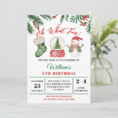 Invitation Oh What Fun! Holiday winter Christmas 4th Birthday (Debout devant)