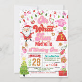 Invitation Oh What Fun Noël 1er anniversaire (Fille) (Devant)