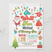Invitation Oh What Fun Noël 1er anniversaire (Garçon) (Devant)
