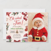 Invitation Oh What Fun Noël 2e fête d'anniversaire Photo (Devant)
