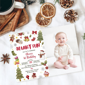 Invitation Oh What Fun Noël Anniversaire Photo