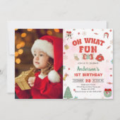 Invitation Oh What Fun Noël Anniversaire Photo (Devant)